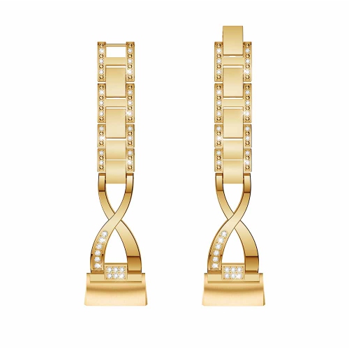 StrapsCo Alloy Watch Bracelet Band Strap with Rhinestones for Fitbit Charge 3 - Yellow Gold