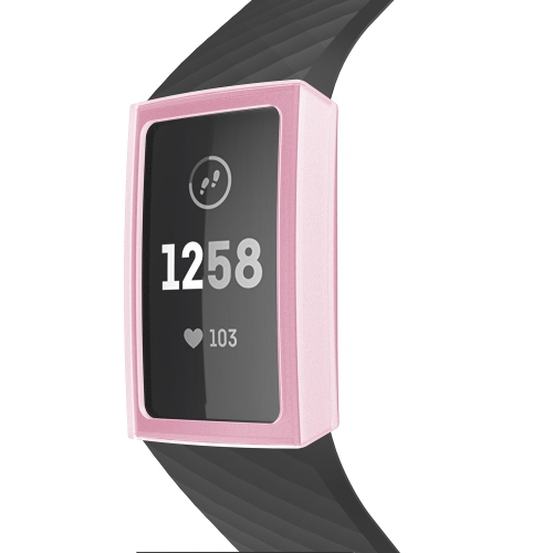 StrapsCo Silicone Rubber Protective Case for Fitbit Charge 3 - Pink