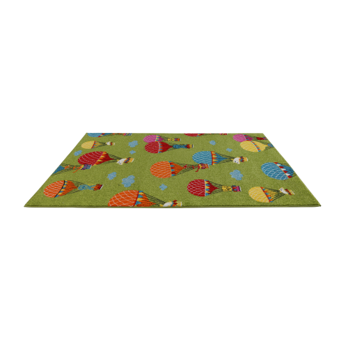 Tapis de tapis coloré avec des ballons, parachute, animaux, vert, coloré, mignon