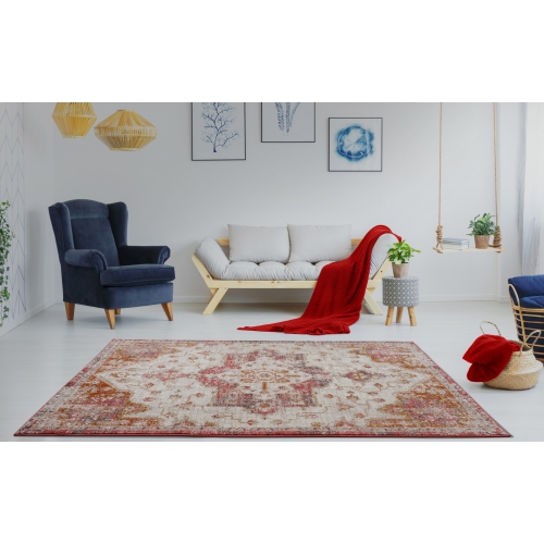 Cream Red Ottoman Terra Antique Area Rug Soft Carpet For Living Room 4x6 Size 3'11" x 5'3"