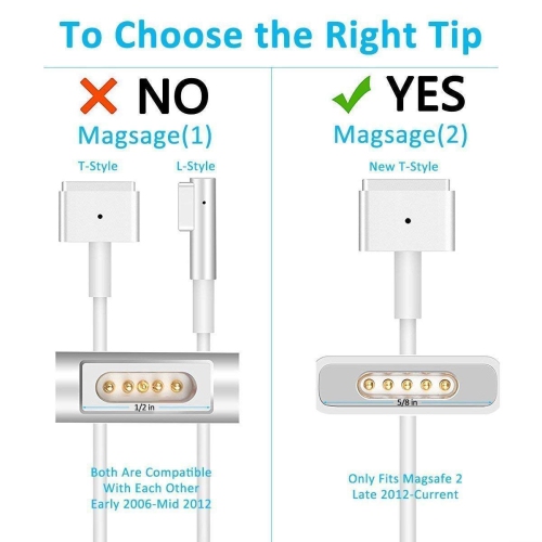 Tucker MC – Chargeur pour MacBook Pro, adaptateur d’alimentation MagSafe 2 de 60 W, connecteur magnétique à embout en T – Chargeur MagSafe 6