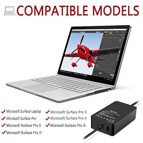 Surface Charger 65W 15V 4A Power Supply Compatible for Surface Book, Surface Laptop, Surface Pro, Pro 4, Pro 3 with 2M