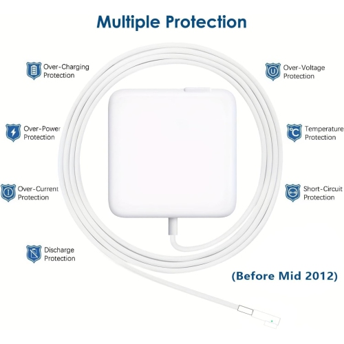 MacBook Pro Charger, 60W L-Tip Magsafe 1 Power Adapter Replacement for MacBook Pro Charger 13inch (Compatible Before Mid 2012)
