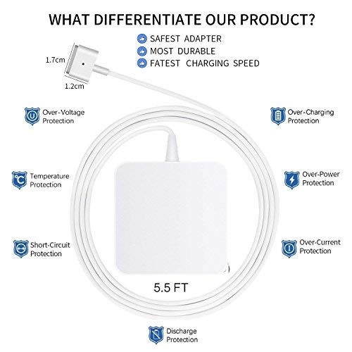 Becker TM MacBook Pro Charger, 60w Power Adapter MagSafe 2 Style Connector - Superior Heat Control -