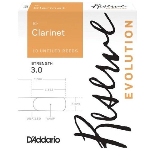 D'Addario Reserve Evolution Bb Clarinet Reeds - #3, 10 Box