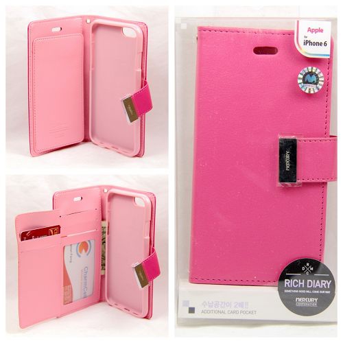 Iphone 6/6s Goospery Rich Diary Flip,Hot Pink