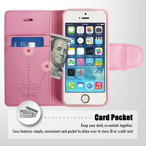 Coque Diary Sonate pour Goospery pour iPhone 5 / s / SE, rose pâle