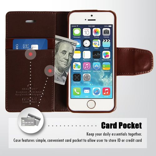 iPhone – Étui format journal Sonata pour 5/s/se, brun