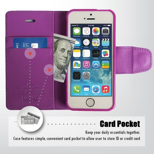 Iphone 5 / s / SE - Étui agenda pour sonate Goospery, violet