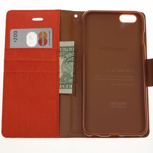 Coque agenda en toile Goospery, orange, iPhone 5 / s / SE