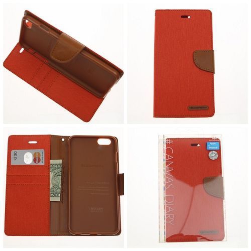 Coque agenda en toile Goospery, orange, iPhone 5 / s / SE