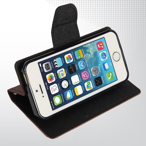 iPhone – Étui format journal Fancy Dingo, 5/s/se, brun