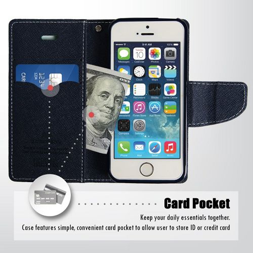 iPhone – Étui format journal Fancy Dingo, 5/s/se, bleu sarcelle