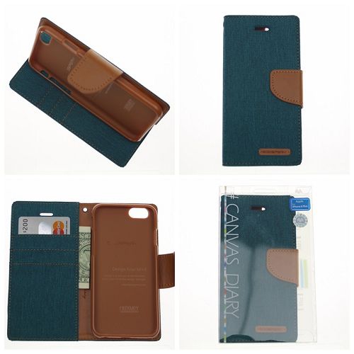 étui agenda iphone 6/6sPlus en toile de goospery, vert