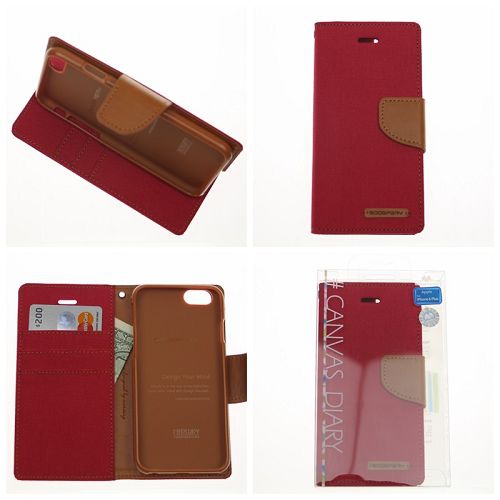 étui agenda iphone 6/6sPlus en toile de goospery, rouge