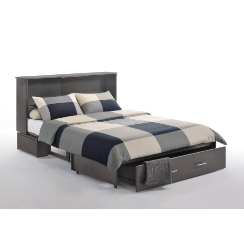 True Contemporary Sagebrush Stonewash Murphy Bed Cabinet with Queen Gel Memory Foam Mattress