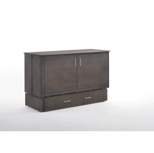 True Contemporary Sagebrush Stonewash Murphy Bed Cabinet with Queen Gel Memory Foam Mattress