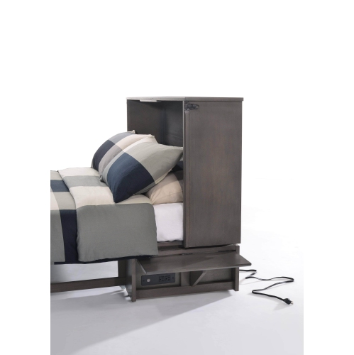 True Contemporary Sagebrush Stonewash Murphy Bed Cabinet with Queen Gel Memory Foam Mattress
