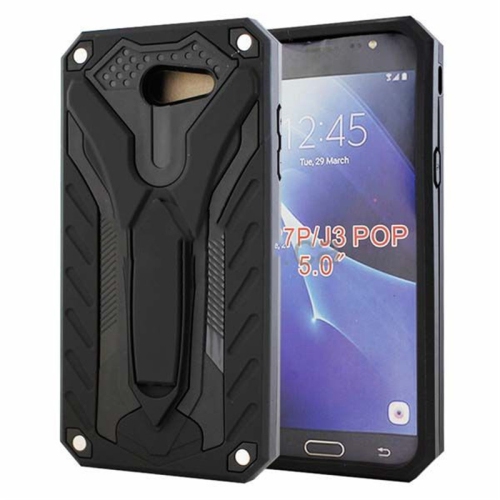 【CSmart】 Shockproof Heavy Duty Rugged Defender Case Cover with Kickstand for Samsung Galaxy J3 Prime / J3 2017, Black