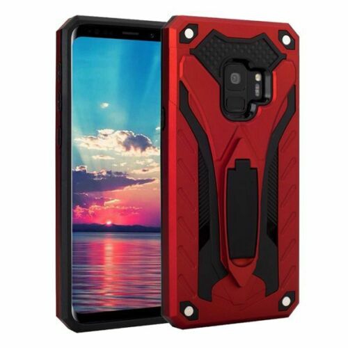 【CSmart】 Shockproof Heavy Duty Rugged Defender Case Cover with Kickstand for Samsung Galaxy S9, Red