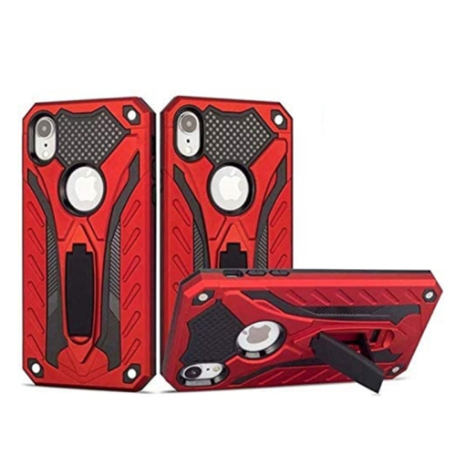 【CSmart】 Shockproof Heavy Duty Rugged Defender Case Cover with Kickstand for iPhone Xr, Red