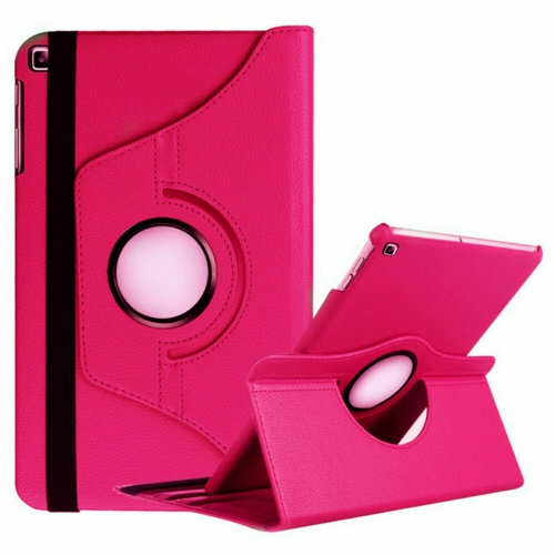 【CSmart】 360 Rotating Leather Tablet Case Smart Stand Cover for Samsung Tab A 10.1" 2019 T510 T515, Hot Pink