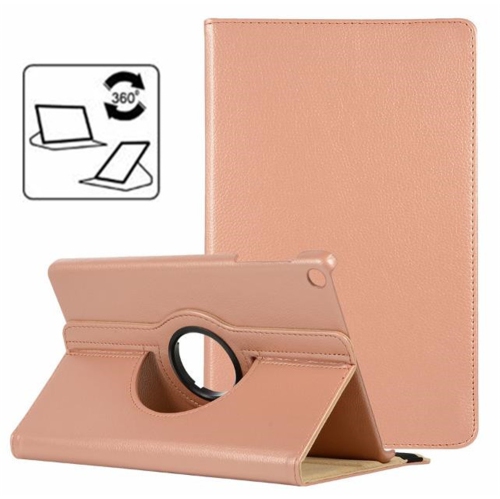 【CSmart】 360 Rotating Leather Tablet Case Smart Stand Cover for Samsung Tab A 10.1" 2019 T510 T515, Rose Gold