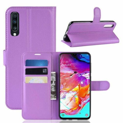 【CSmart】 Magnetic Card Slot Leather Folio Wallet Flip Case Cover for Samsung A70 / A70s, Purple