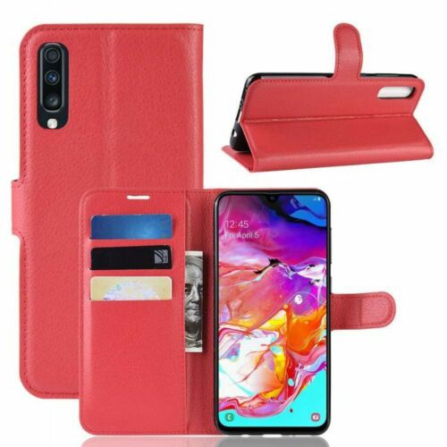 [CS] Samsung A70 / A70s Case, Magnetic Leather Folio Wallet Flip Case Cover with Card Slot, Red