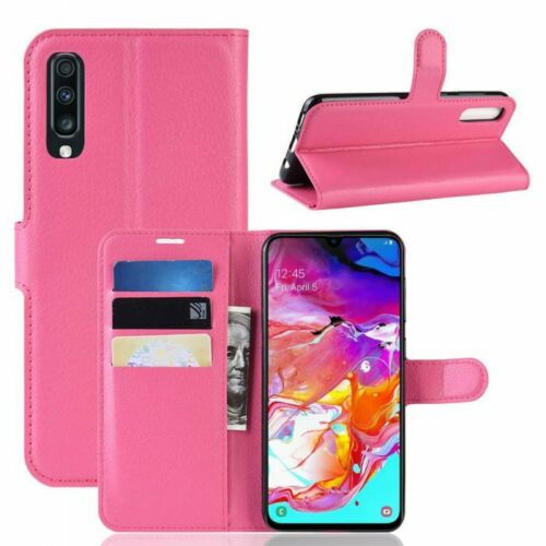 【CSmart】 Magnetic Card Slot Leather Folio Wallet Flip Case Cover for Samsung A50 / A50s / A30s, Hot Pink