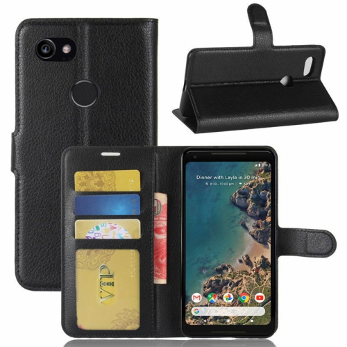 【CSmart】 Magnetic Card Slot Leather Folio Wallet Flip Case Cover for Google Pixel 3a, Black