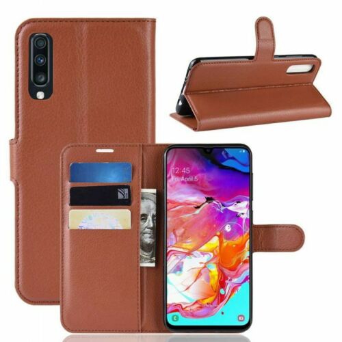 【CSmart】 Magnetic Card Slot Leather Folio Wallet Flip Case Cover for Samsung A20, Brown
