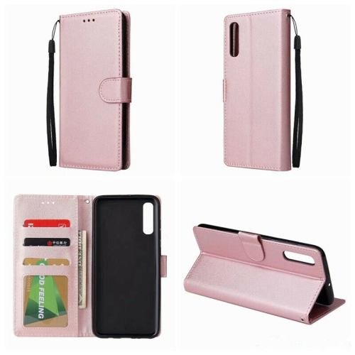 【CSmart】 Magnetic Card Slot Leather Folio Wallet Flip Case Cover for Samsung A20, Rose Gold