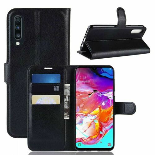 【CSmart】 Magnetic Card Slot Leather Folio Wallet Flip Case Cover for Samsung A70 / A70s, Black