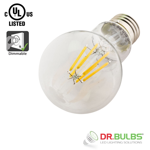 Dr. Bulbs A19 8.5W Warm White (2700K) LED Filament Bulb - 2 Year Warranty - Free Shipping