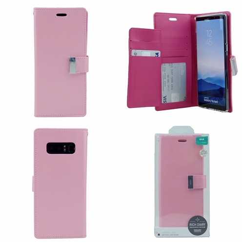  Journal journalier riche pour Samsung Note 8 Goospery, rose clair