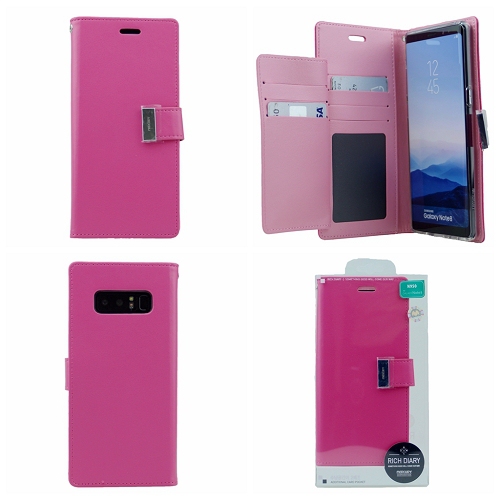  Journal journalier riche pour Samsung Note 8 Goospery, rose vif