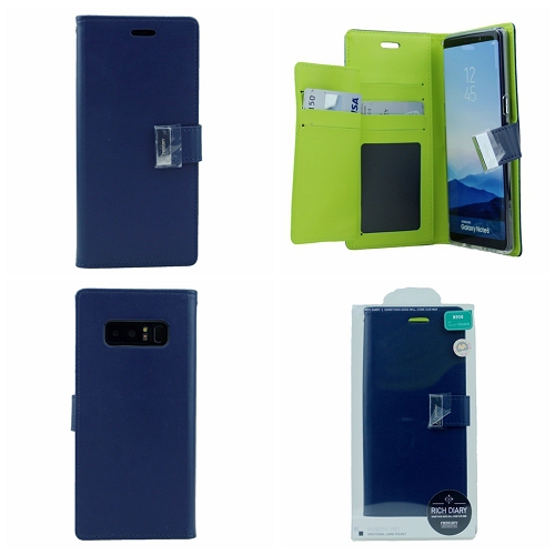  Journal journalier riche pour Samsung Note 8 Goospery, bleu marine