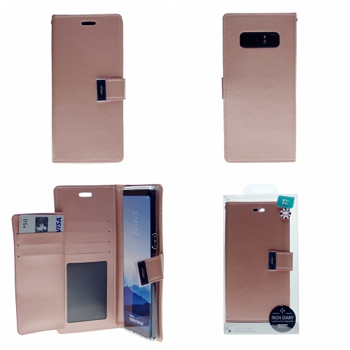  Journal journalier riche pour Samsung Note 8 Goospery, or rose