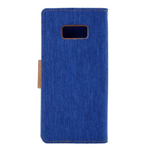 TopSave GOOSPERY Canvas [Magnetic] Card Holder with Kickstand Folio Wallet Flip For Samsung Galaxy S7, Blue