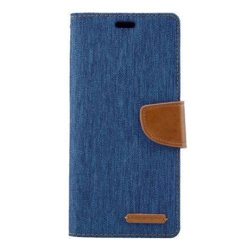 TopSave GOOSPERY Toile [Magnétique] Porte-Cartes avec Béquille Folio Portefeuille Flip pour Samsung Galaxy S7, Bleu Marine