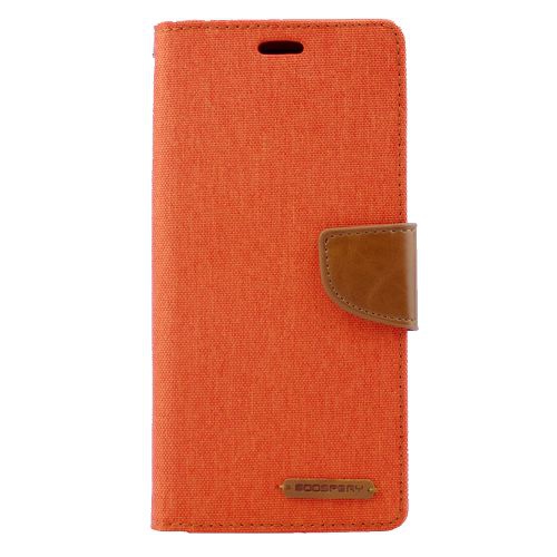 TopSave GOOSPERY Canvas [Magnetic] Card Holder with Kickstand Folio Wallet Flip For Samsung Galaxy S7, Orange