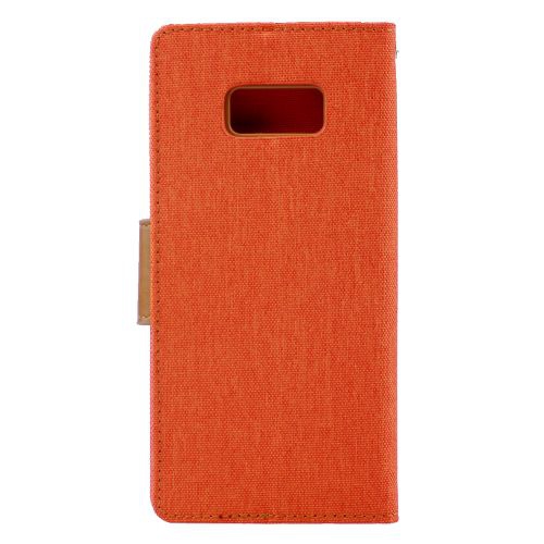 TopSave GOOSPERY Canvas [Magnetic] Card Holder with Kickstand Folio Wallet Flip For Samsung Galaxy S7, Orange