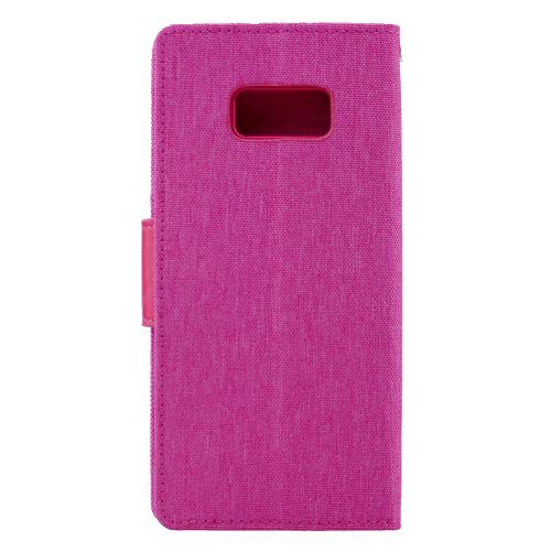 TopSave GOOSPERY Canvas [Magnetic] Card Holder with Kickstand Folio Wallet Flip For Samsung Galaxy S7, Pink