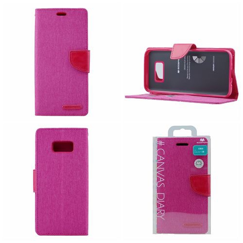 TopSave GOOSPERY Canvas [Magnetic] Card Holder with Kickstand Folio Wallet Flip For Samsung Galaxy S7, Pink