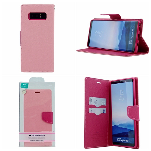  Samsung Note 8 Goospery Journal de fantaisie Flip, rose clair