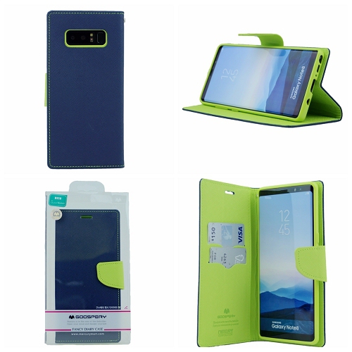 &nbsp;Samsung Note 8 Goospery Journal de fantaisie Flip, bleu marine