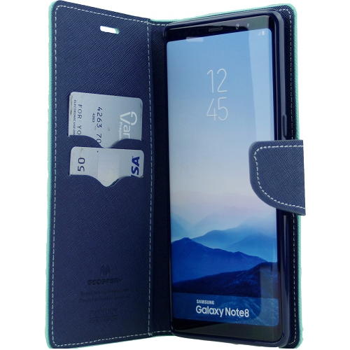  Samsung Note 8 Goospery Journal de fantaisie Flip, bleu sarcelle