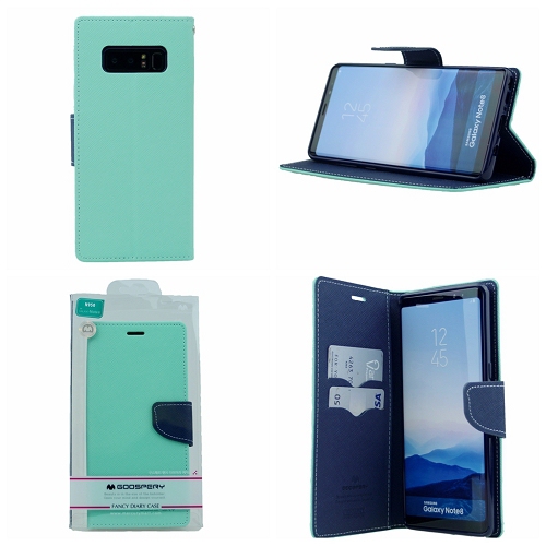  Samsung Note 8 Goospery Journal de fantaisie Flip, bleu sarcelle