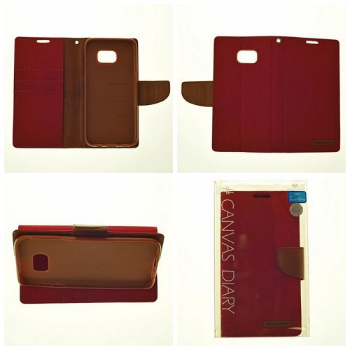 Samsung S7 Edge Goospery Canvas Diary Flip,Red
